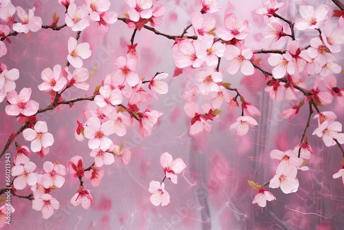 Cherry Blossom Bloom: Pink Abstract Background Reflecting Gentle Allure, generative AI
