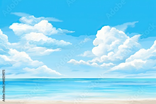 Beach Bliss: Sky Blue Abstract Background Transports You to a Serene Cloudless Day, generative AI