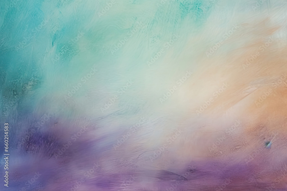 A vibrant abstract painting with a blue, purple, and green color palette