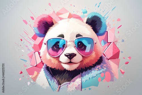 panda face with glasses, created by ai generated photo