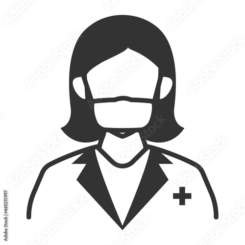 Vector illustration of Female Doctor icon in dark color and transparent background(png).