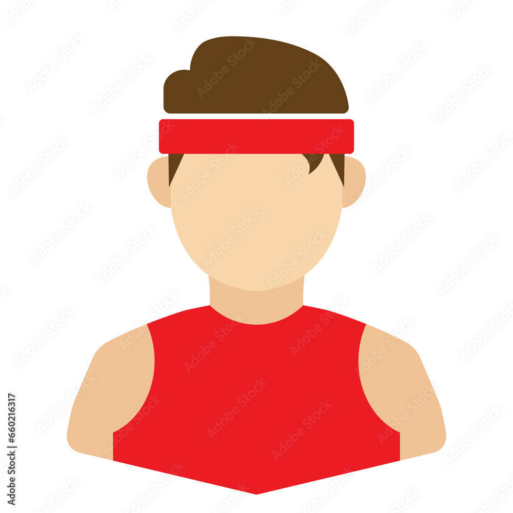 Vector illustration of athlete Avatar in color on a transparent background (PNG). 