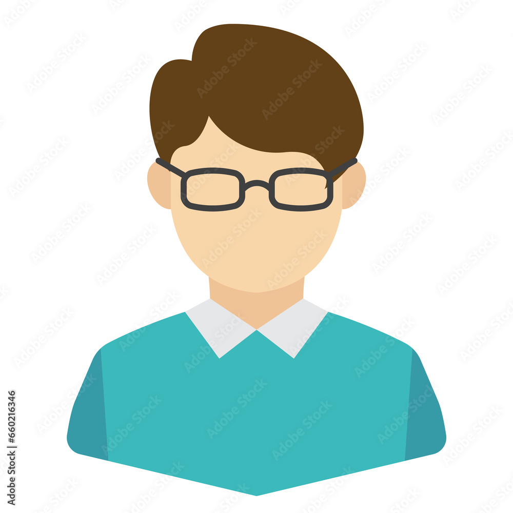 Vector illustration of Teacher Avatar in color on a transparent background (PNG). 