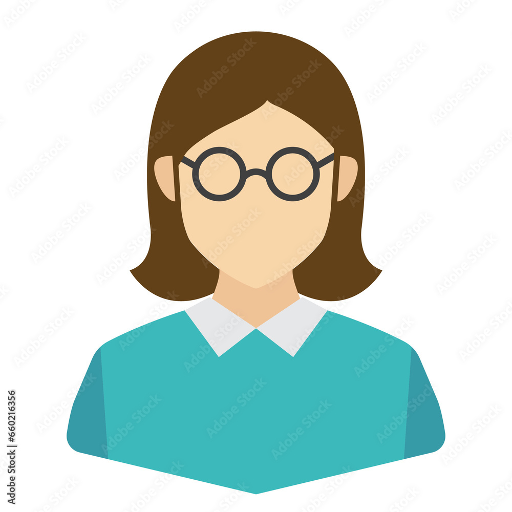 Vector illustration of Female Teacher Avatar in color on a transparent background (PNG). EPS Vector