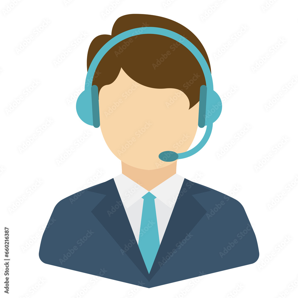Vector illustration of Call Center Avatar in color on a transparent background (PNG).