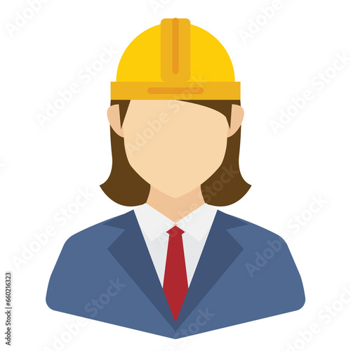 Vector illustration of Female architect Avatar in color on a transparent background (PNG). 
