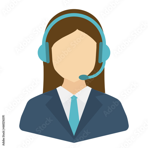 Vector illustration of Female Call Center Avatar in color on a transparent background (PNG).