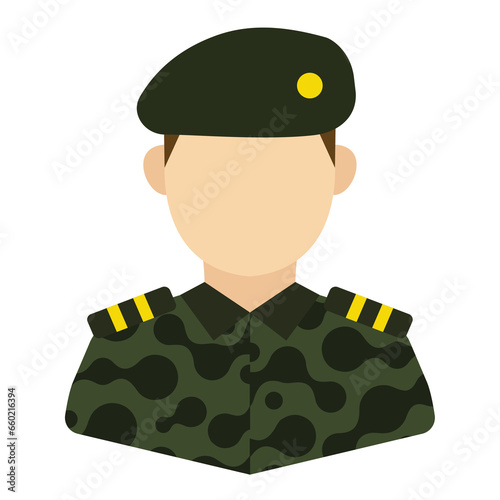 Vector illustration of Soldier Avatar in color on a transparent background (PNG). photo