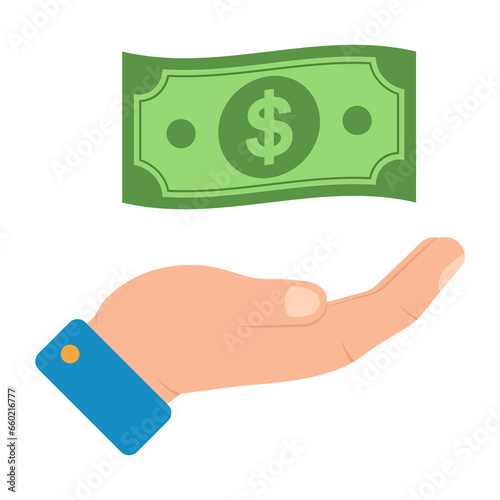 Vector illustration of give money. Colored vector for website design .Simple design on transparent background (PNG).