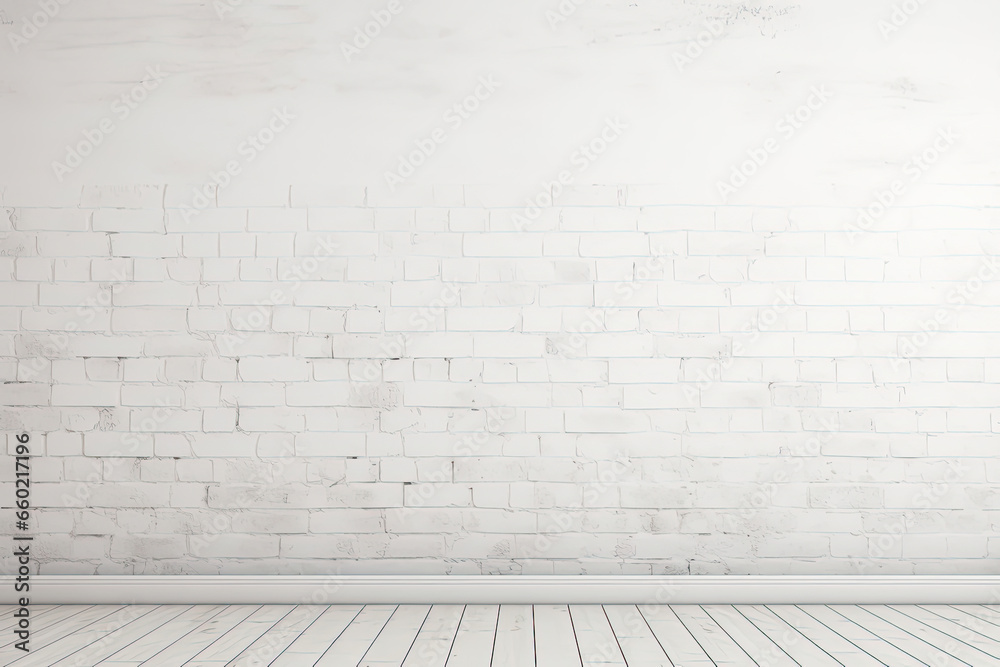 An empty room with a white brick wall An empty room with a white brick wall
