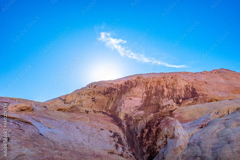 Beautiful Valley of Fire Landscape Scenery at sunset in the Southern Nevada desert near Las Vegas.