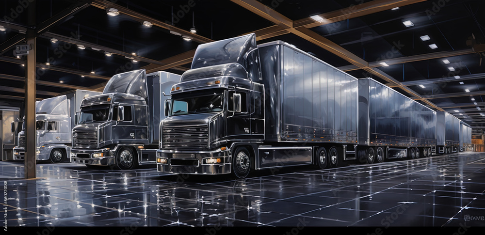 Fototapeta premium truck in the night, generative ai