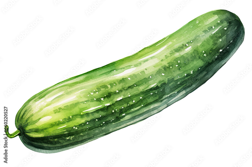 Watercolor illustration of cucumber isolated on transparent background Watercolor illustration of cucumber isolated on transparent background