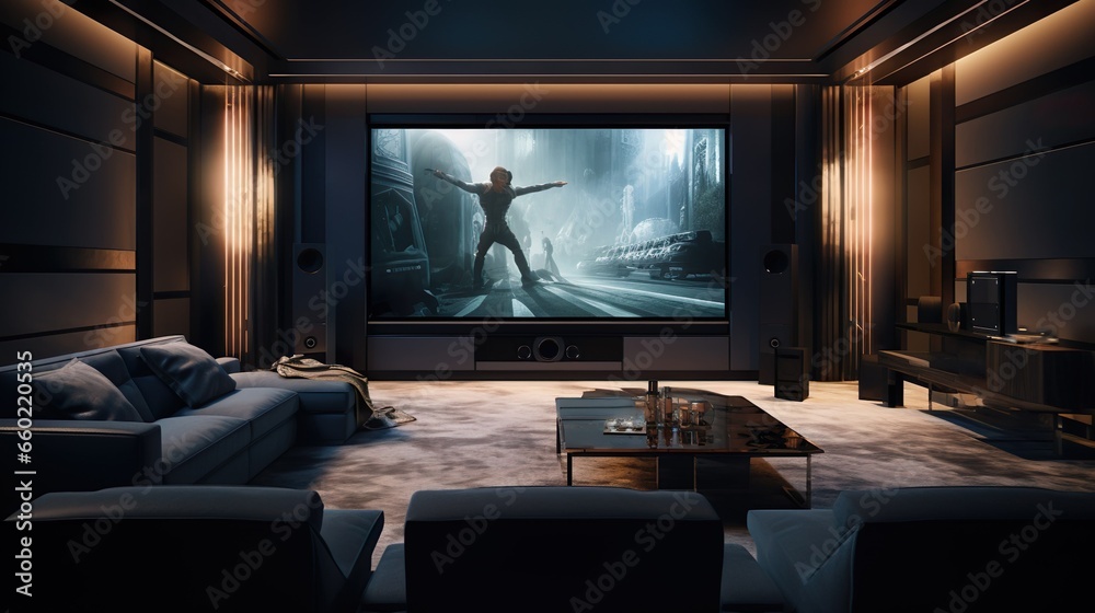 Luxury villa Private home cinema interior