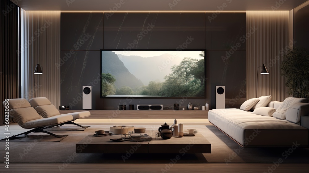 Luxury villa Private home cinema interior Luxury villa Private home cinema interior
