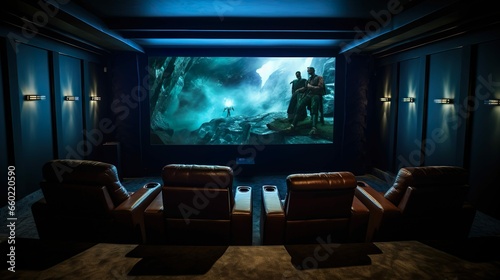 Luxury villa Private home cinema interior photo