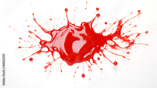 red ketchup splash on white background