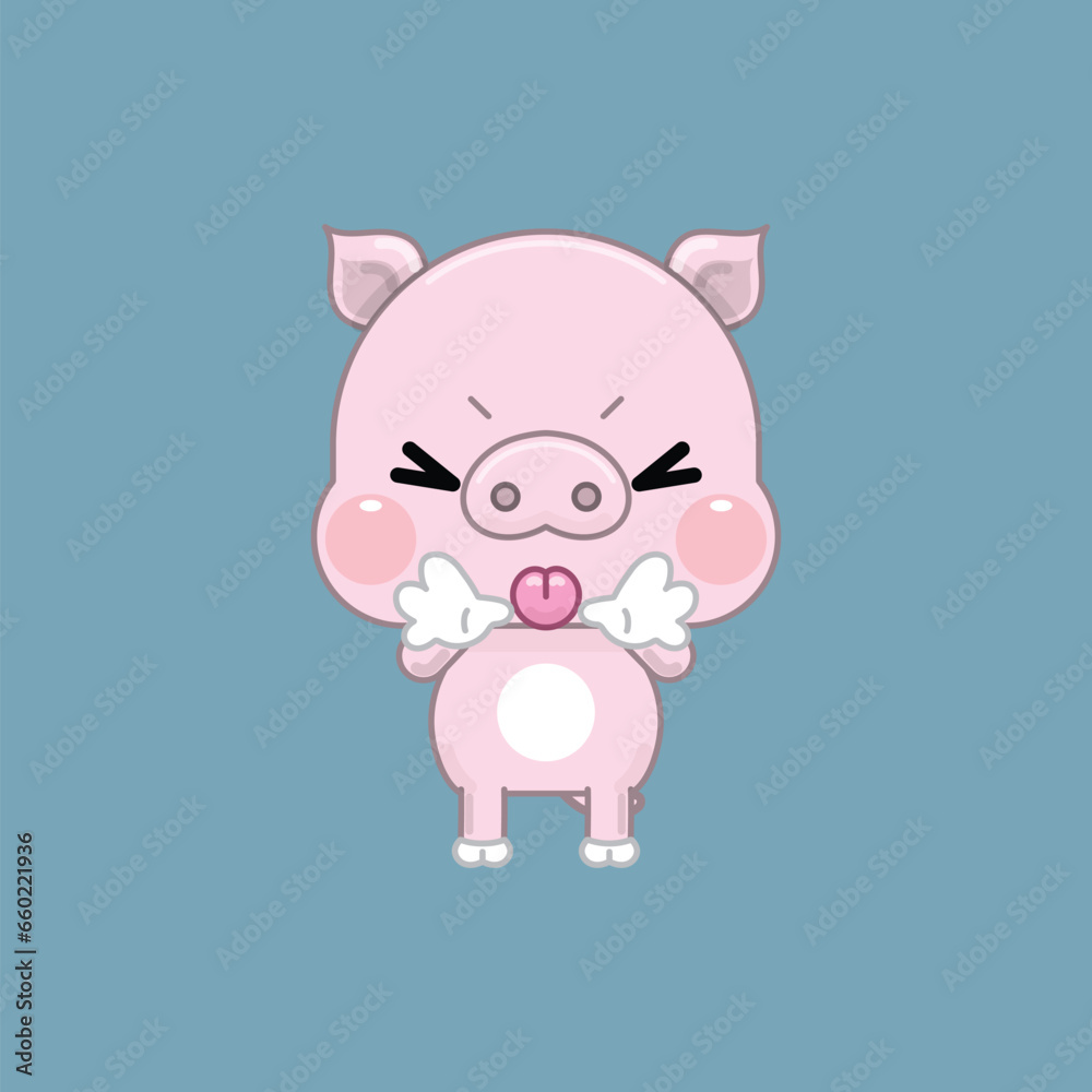 A Cute Cartoon Pink Pig Sticking Out its Tongue and Making a Silly Face. Vector Illustration. A Cute Cartoon Pink Pig Sticking Out its Tongue and Making a Silly Face. Vector Illustration.