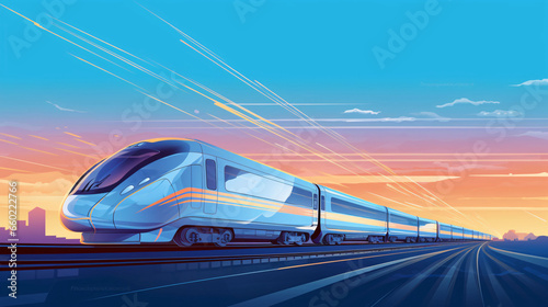 Illustration of holiday departure travel train, concept illustration of high-speed train home for Spring Festival photo