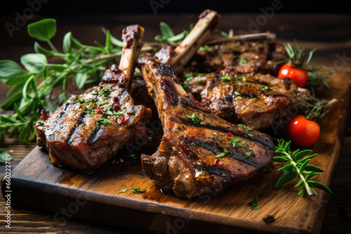 Close-up of grilled lamb chops