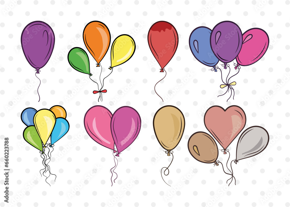 Balloon Clipart SVG Cut File | Balloon Svg | Balloon String Svg | Hot Air Balloon Svg | Birthday Air Balloons Bundle | Eps | Dxf | Png

