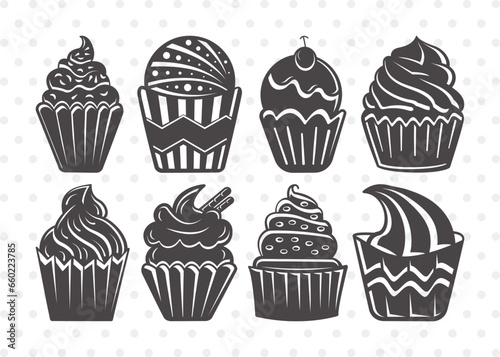 Cupcake Clipart SVG Cut File   Cupcake Svg   sweet cupcake Svg   dessert Svg   Bundle   Eps   Dxf   Png