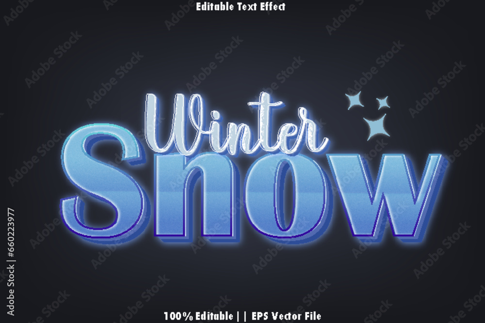 Winter Snow Editable Text Effect 3D Emboss Style
