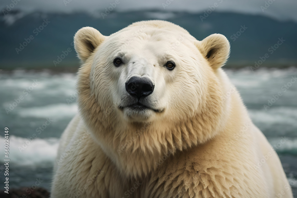 portrait of large white bear on ice
portrait of large white bear on ice