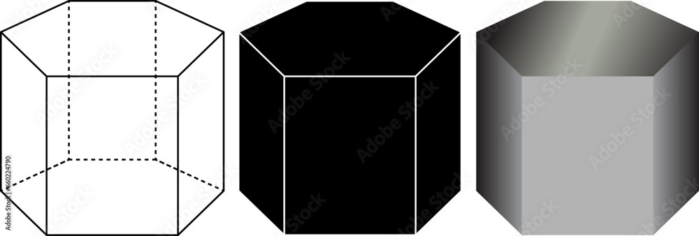 Uniform hexagonal prism shape set Uniform hexagonal prism shape set