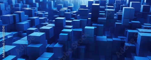 A vibrant arrangement of blue cubes