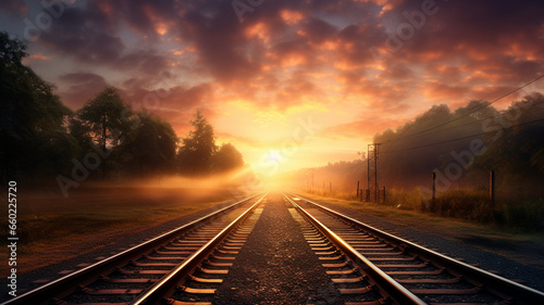 railway at the countryside in the morning