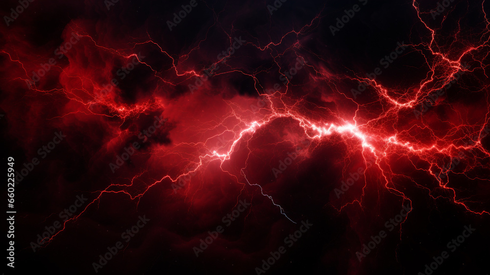 red thunder in the dark cloud. - obrazy, fototapety, plakaty 