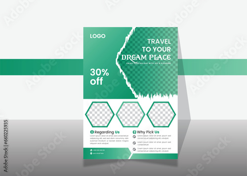 modern vector abstract natural flyer design for traveling community or travels group.