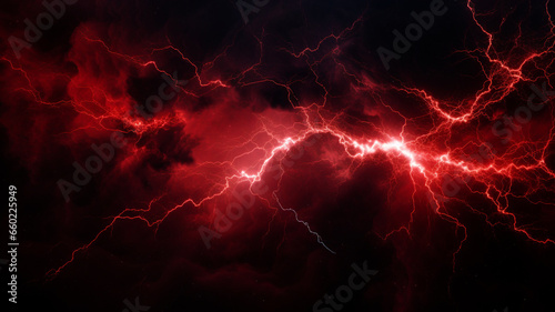 red thunder in the dark cloud.