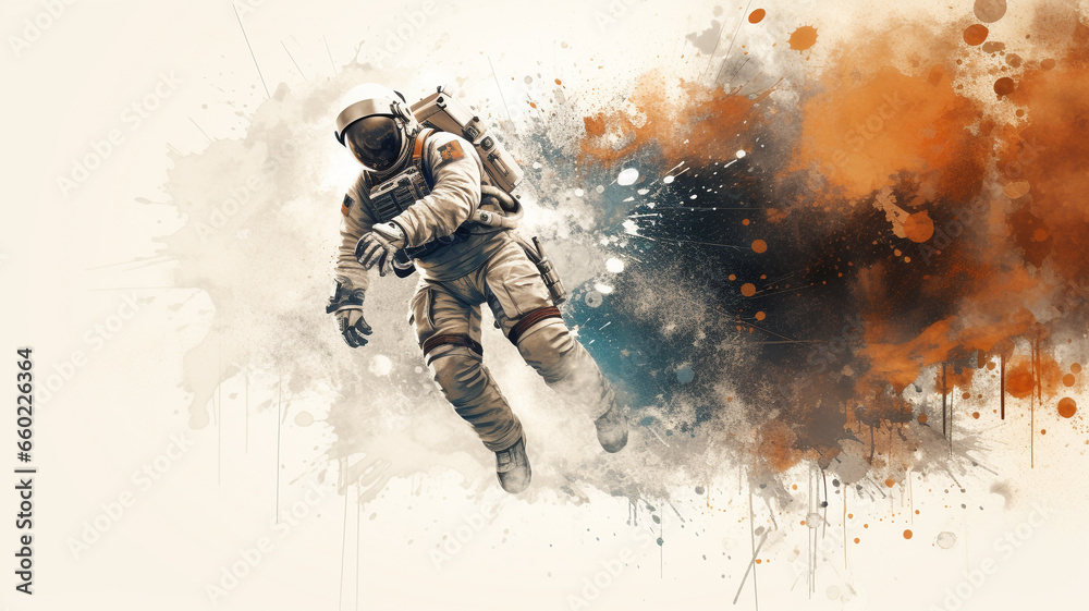 Fototapeta premium abstract splash dust of the spaceman. adventure and travel concept.