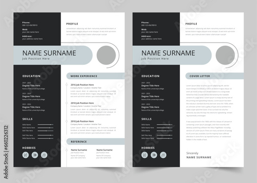 Black and White Resume and Cover Letter Layout