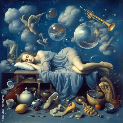 Illustration of a sleeping woman 