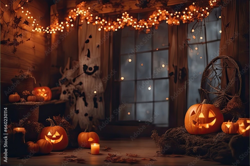 Obraz premium Halloween Baby Digital Backdrop Photography Background Pumpkin Halloween Baby Photoshoots Autumn Backdrop Fall Thanksgiving Baby Props