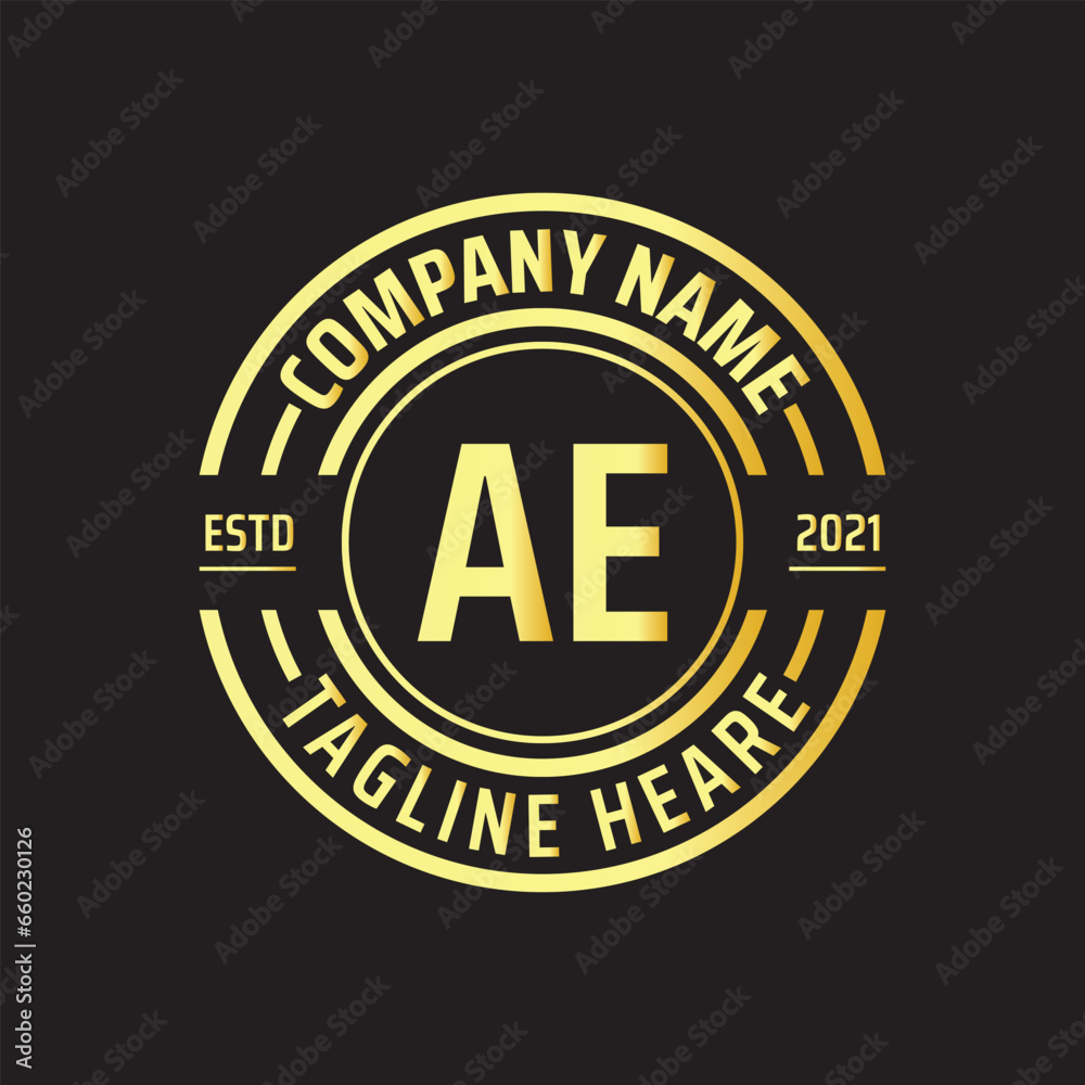 Professional simple Letter AE Circle Luxury Gold Color Vector Logo Template Professional simple Letter AE Circle Luxury Gold Color Vector Logo Template