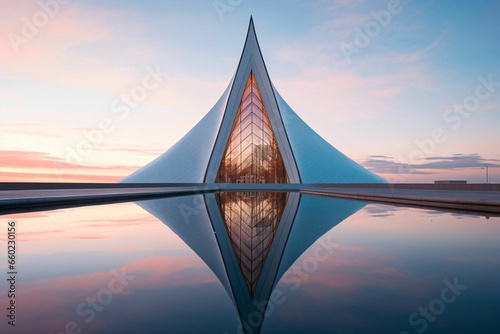 FUTURISTIC MODERN CHURCH ON THE LAKE