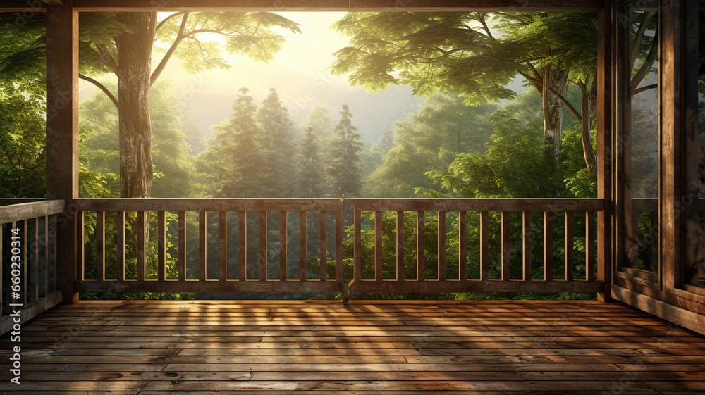 Fototapeta premium Outdoor balcony in the natural forest