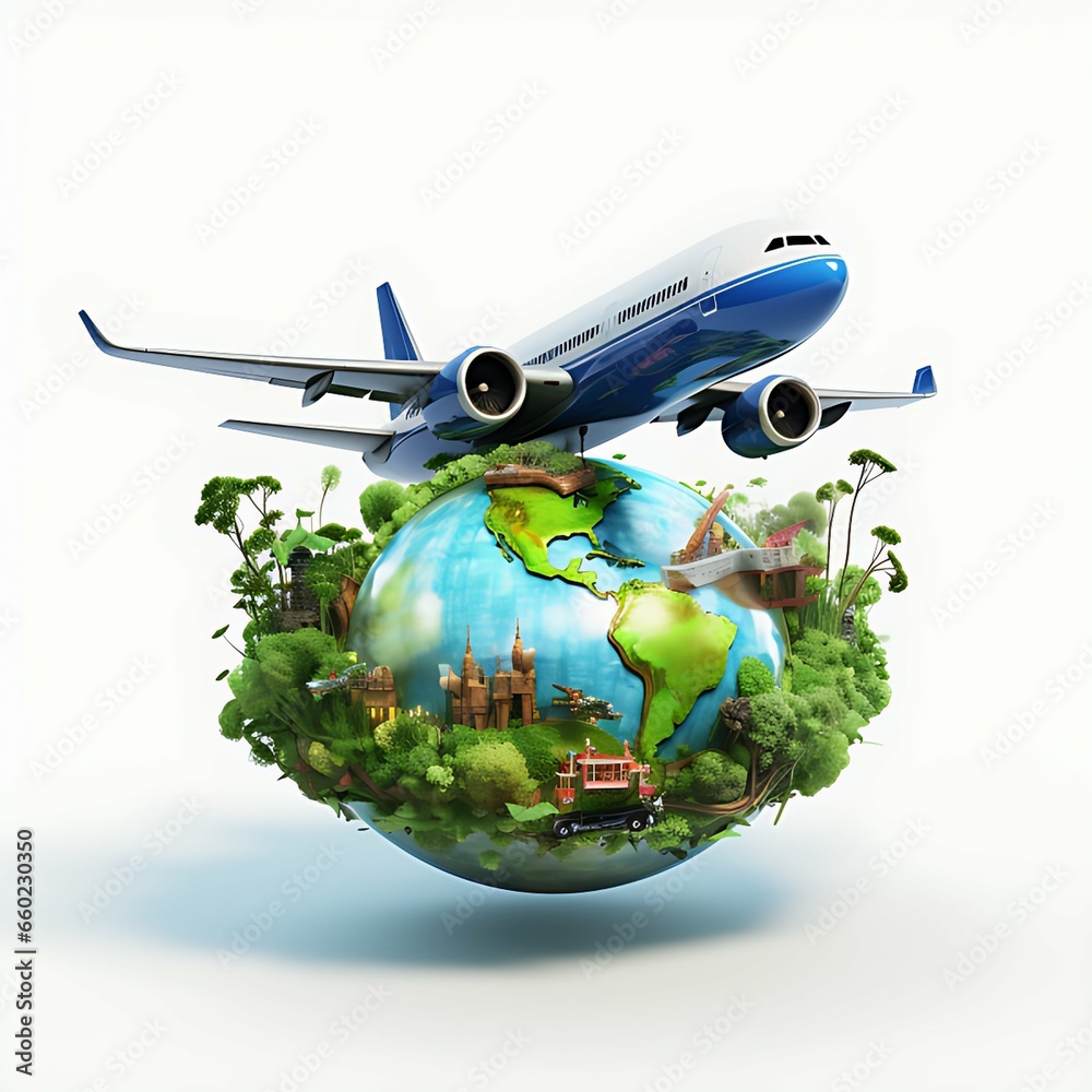 Obraz premium globe and airplane