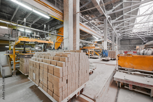Pack of raw bricks prepared at plant storage department