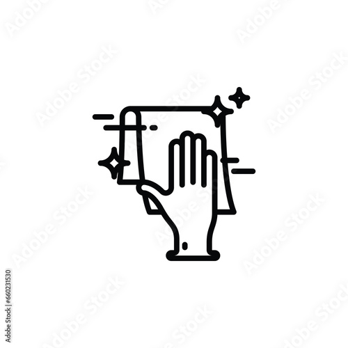 Cleaning wipes the surface with a napkin outline icon. Vector illustration. Isolated icon is suitable for web, infographics, interfaces, and apps.