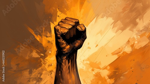 Watercolor illustration of fist, symbolizing the unyielding spirit of human rights photo