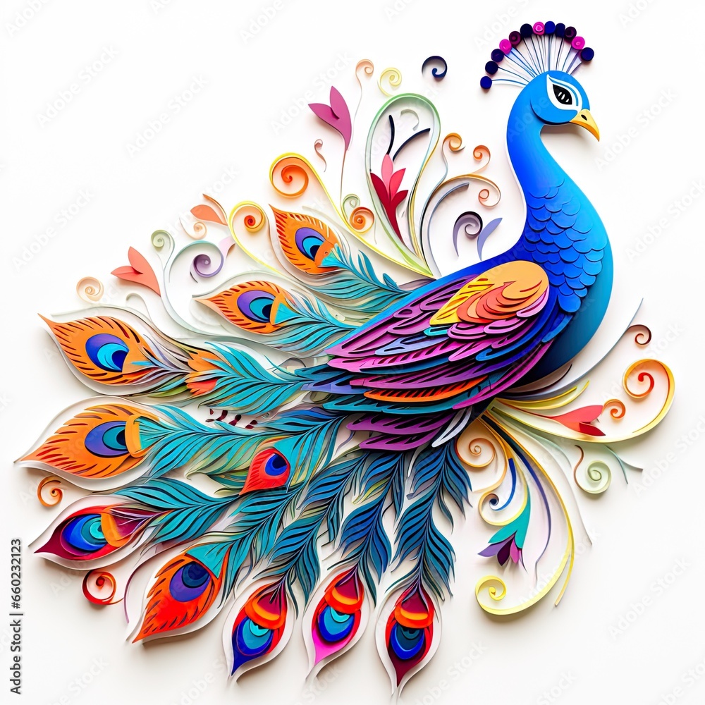 Peacock in style on a white background. Peacock in style on a white background.