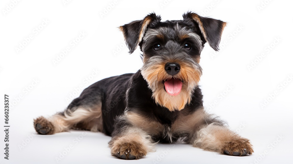 Dog sitting white back ground .Generative AI Dog sitting white back ground .Generative AI