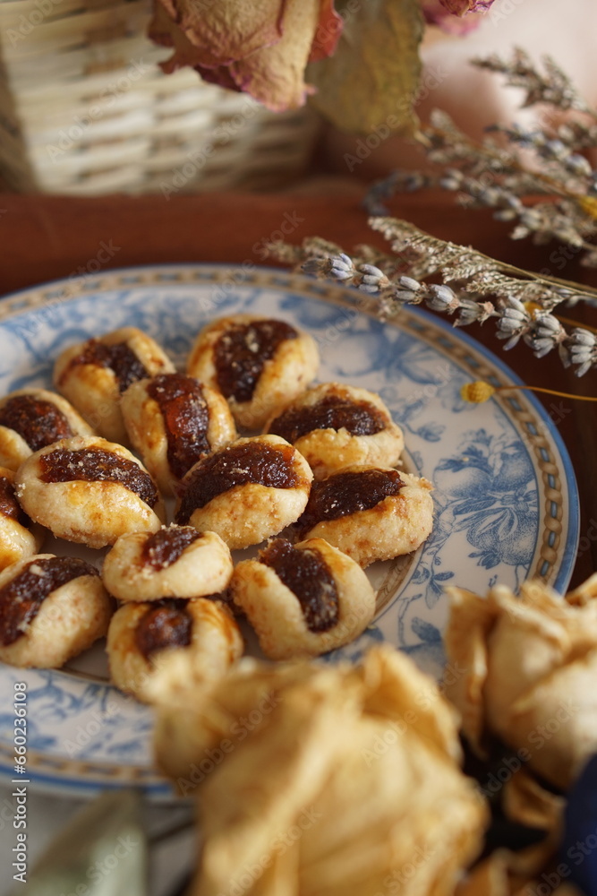 Nastar, the Sweet Treasure of Pineapple Jam Cookies, Presented in Aesthetic Vintage Food Photography Nastar, the Sweet Treasure of Pineapple Jam Cookies, Presented in Aesthetic Vintage Food Photography