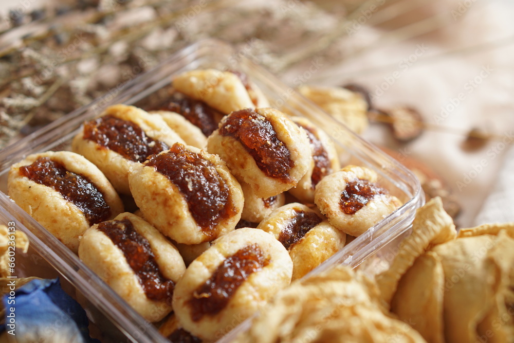 Nastar, the Sweet Treasure of Pineapple Jam Cookies, Presented in Aesthetic Vintage Food Photography Nastar, the Sweet Treasure of Pineapple Jam Cookies, Presented in Aesthetic Vintage Food Photography