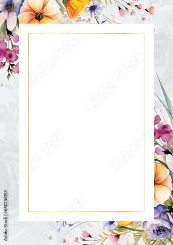 Colorful colorful vector realistic golden luxury invitation with flora and flower